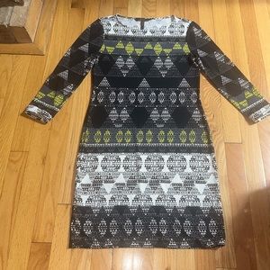 BCBGmaxazria Size XS Black Gray and Green Shift Dress